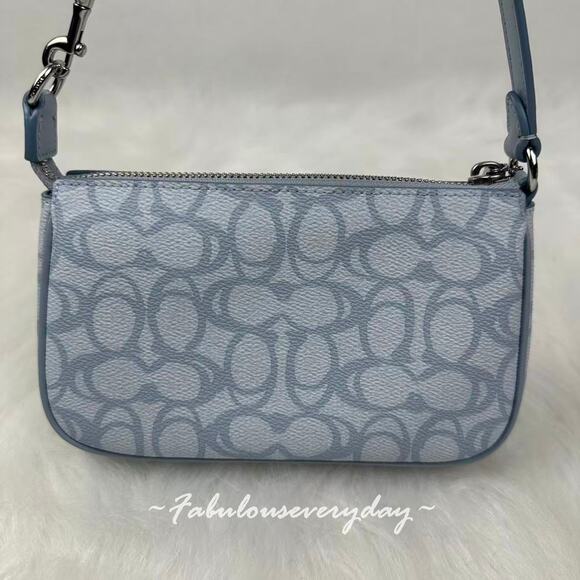 Coach Nolita 19 Shoulder Bag Wristlet In Sketch Signature Canvas CBM72 Ice Blue - Picture 5 of 8
